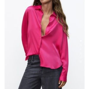 Zara Pink Satin Blouse